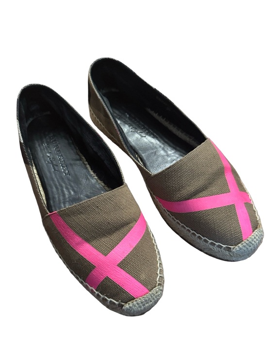 Burberry Shoes - Burberry Neon Pink Tape & House Check Canvas Espadrilles Size 39 W/ Box